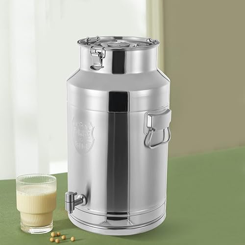 Miniatura 2 de Lata de leche de 35 litros con grifo, cubo de leche de acero inoxidable 304, cubo de vino de 9.24 galones, jarra de leche con tapa sellada,