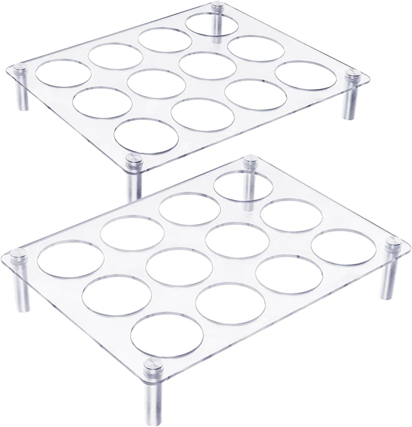 2 pack K Cup Drawer Organizer, Acrylic 12 Slots Flat Countertop Coffee Pod Holder, Clear K Cup Organizer Tray for Office & Kitchen
