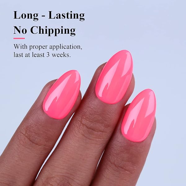 Imtiti Neon Gel Nail Polish - 0.5 Fl Oz Neon Pink LED U V Gel Polish DIY Nail Art Starter Kit - 4