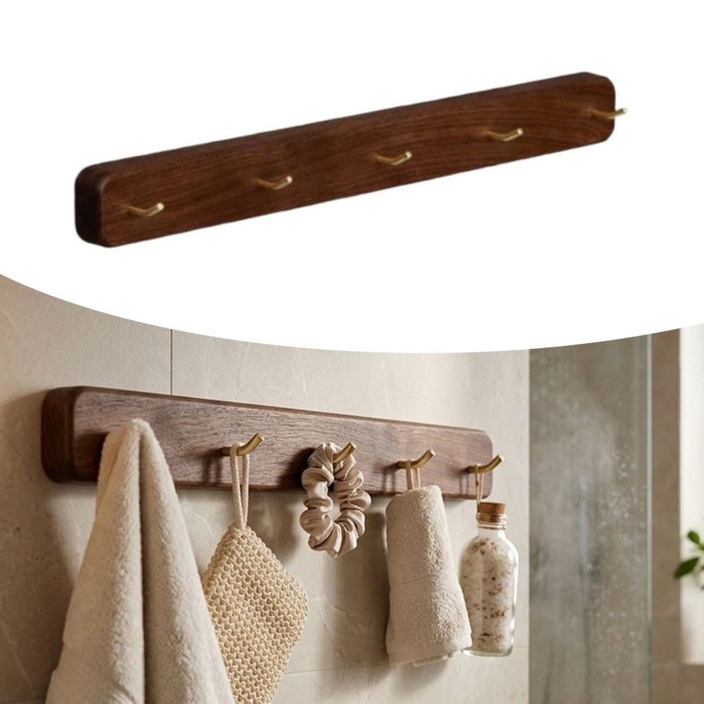 Porte-Manteau Design pour bois Noyer et Or 36cm Porte-Manteau
