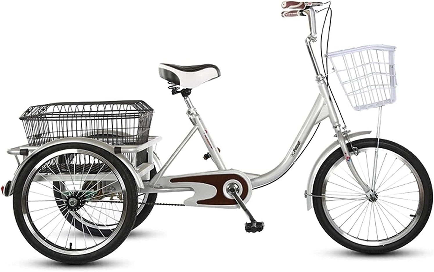 Comfort Three-Wheeled Bicycles for Seniors Tricycle for Adult 3 Wheel Bikes for Adults 20Inch 1 Speed Trikes with Large Basket for Recreation Shopping Exercise Men Women