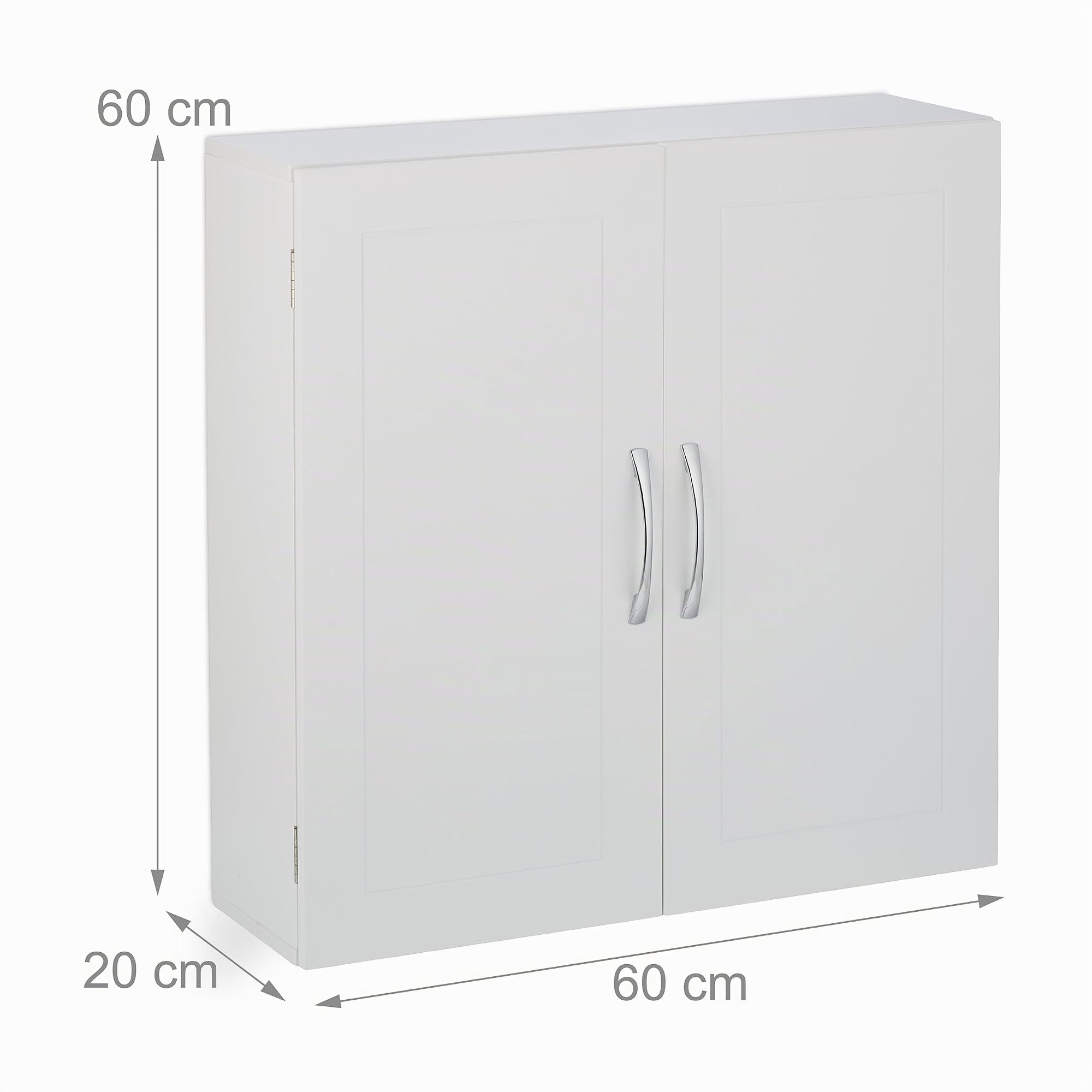 Relaxdays Armoire Murale pour la Salle de Bain, 3 Compartiments, 2 Portes, H x L x P : 60 x 60 x 20 cm, Blanche