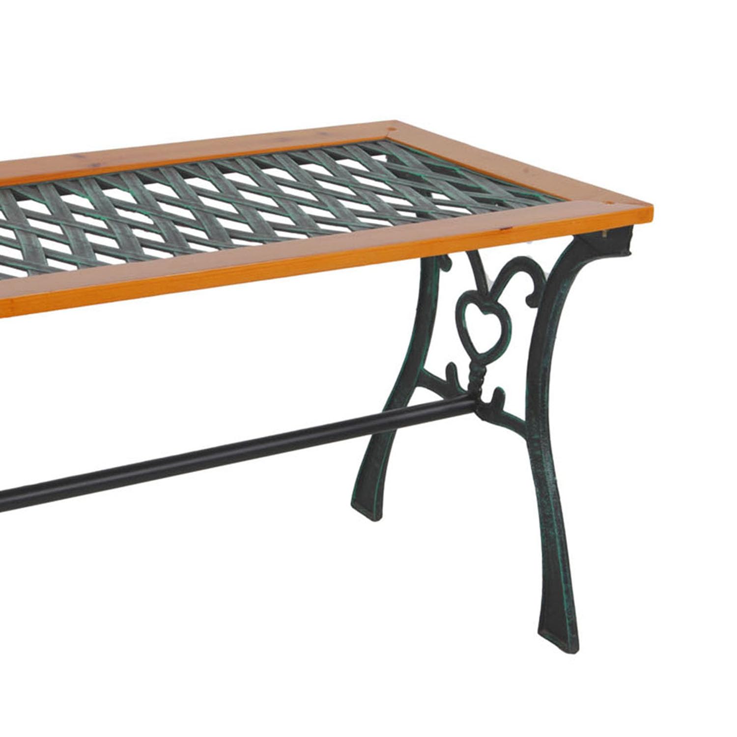 Mojawo Tisch Royal Gartentisch Gusseisen Outdoortisch Outdoormöbel Metalltisch Holz gehärteter Glasplatte Natur L98xB46xH56cm