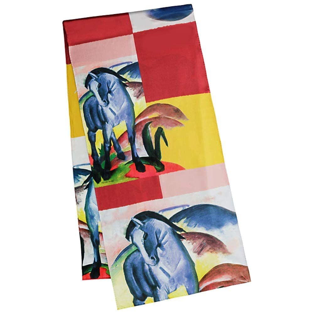 VON LILIENFELD® Scialle Seta Sciarpa Donna Accesorio Satin Arte Franz Marc: Cavallo blu
