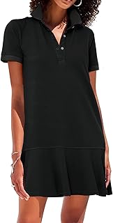 Polo Dress for Women Short Sleeve Ruffle Hem Golf Tennis Summer Mini Dresses