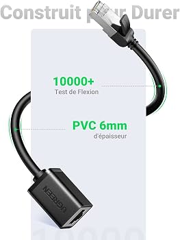UGREEN Cat 8 Rallonge Ethernet RJ45 Réseau Câble Extension Mâle à