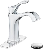 Vista 10 de Brushed Nickel Bathroom Faucet, Sanliv Single Handle Centerset Bathroom Sink Faucet with Pop-Up Drain & Deck Plate for 1 or 3-Hole (4 inch)