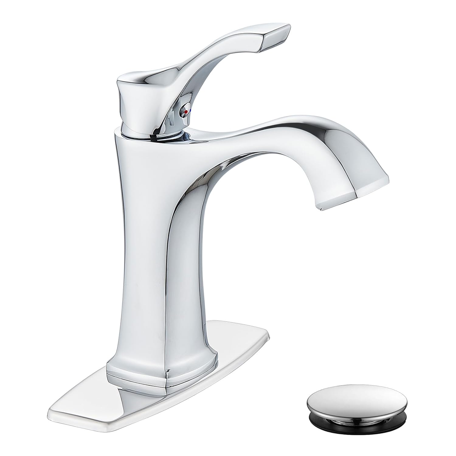 Chrome Bathroom Faucet Sanliv Single Handle Centerset Bathroom Sink Faucet with Pop-Up Drain Deck Plate for 1 or