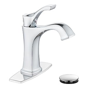 Chrome Bathroom Faucet Sanliv Single Handle Centerset Bathroom Sink Faucet with Pop-Up Drain Deck Plate for 1 or
