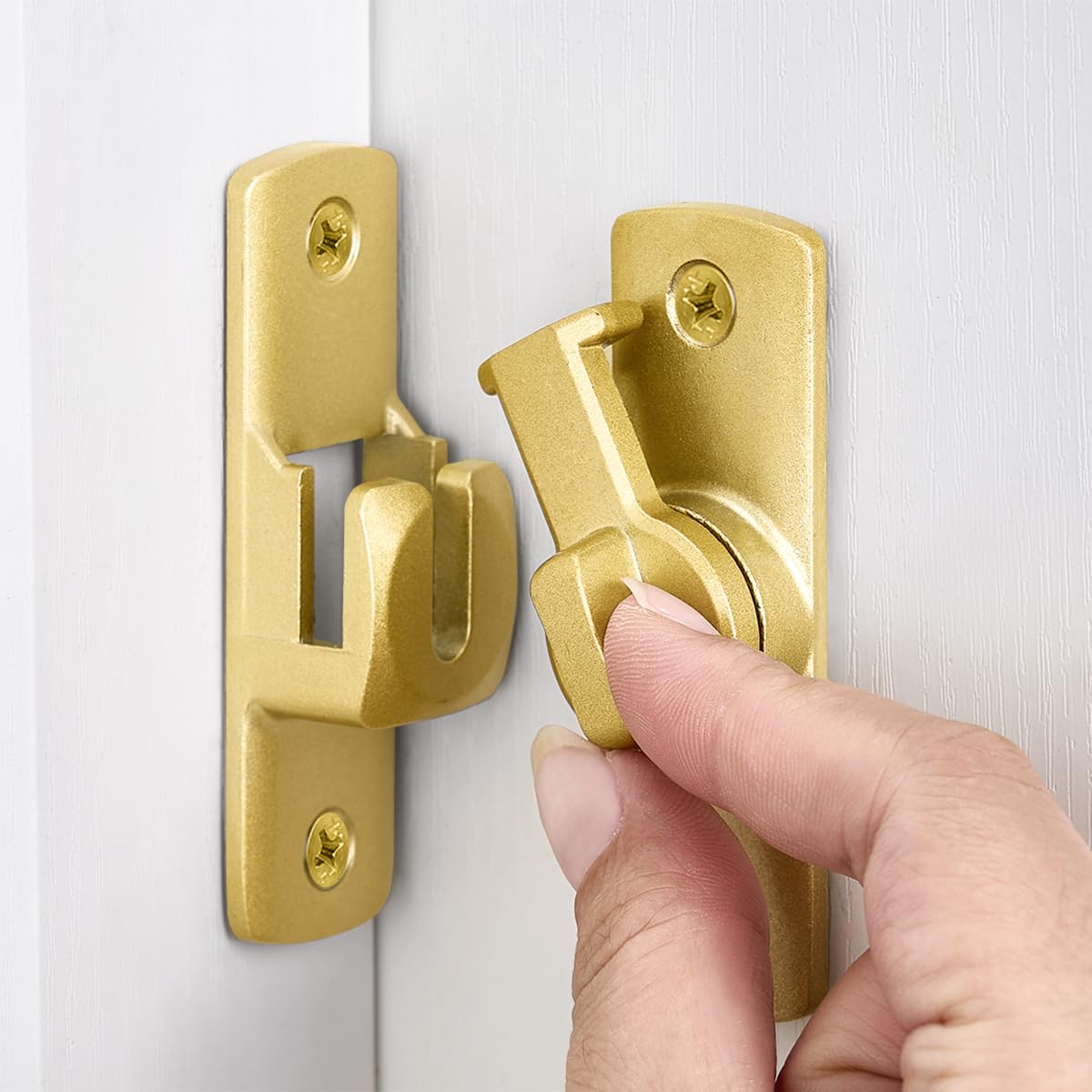 INIRET 2 Packs Gold Barn Door Latches,90/180 Degree Gate Lock,Aluminum Alloy Right Angle Door Lock Latch,Flip Gate Latches Hardware,Door Security Sliding Door Latch Lock fo Cabinets,Barn Door,Bathroom