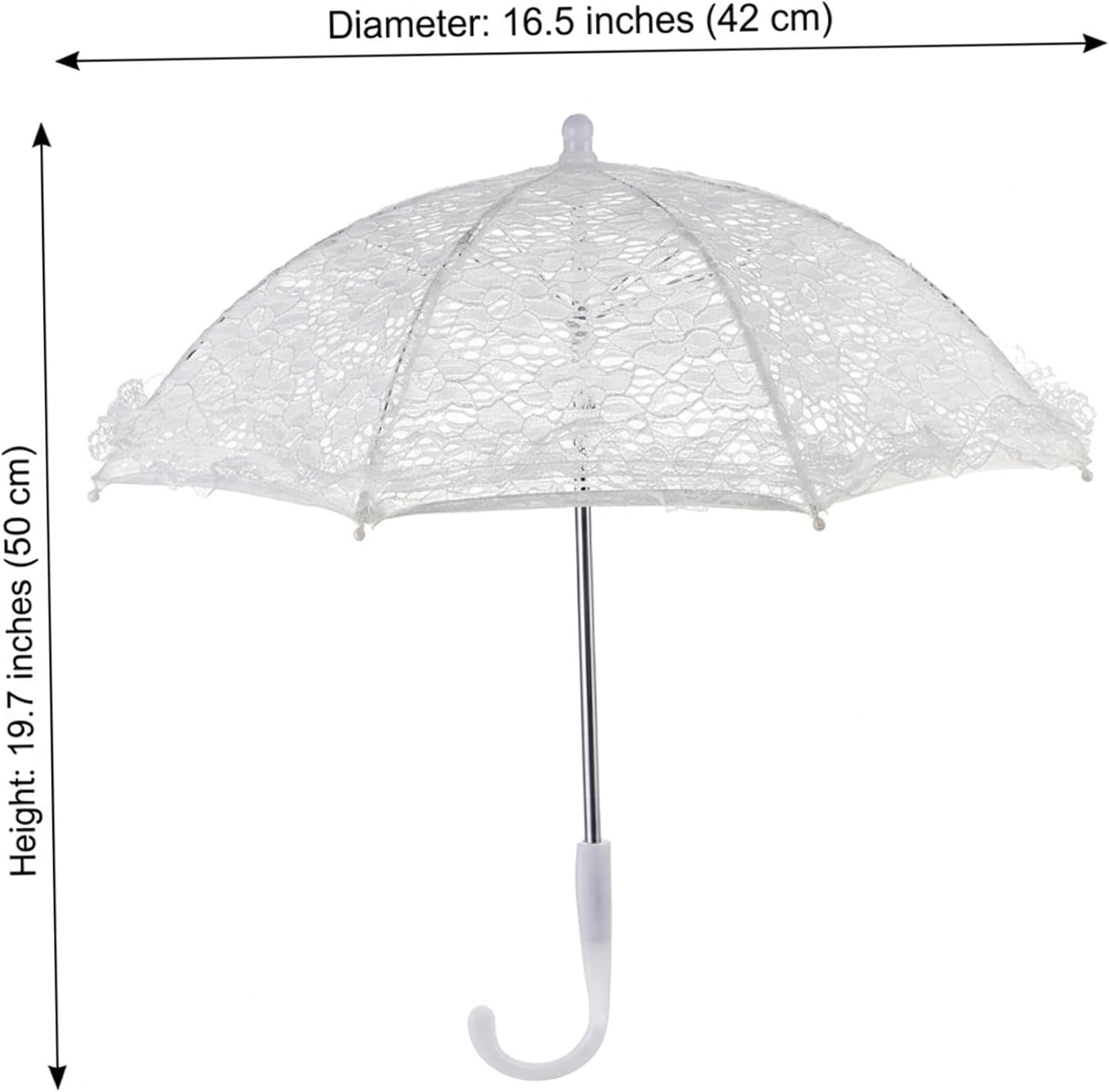 Lace Umbrella, Elegant White Lace Parasol Umbrella Vintage Style with Sturdy Stainless Steel Frame for Wedding Photo Prop, Tea Party Decor, Photography
