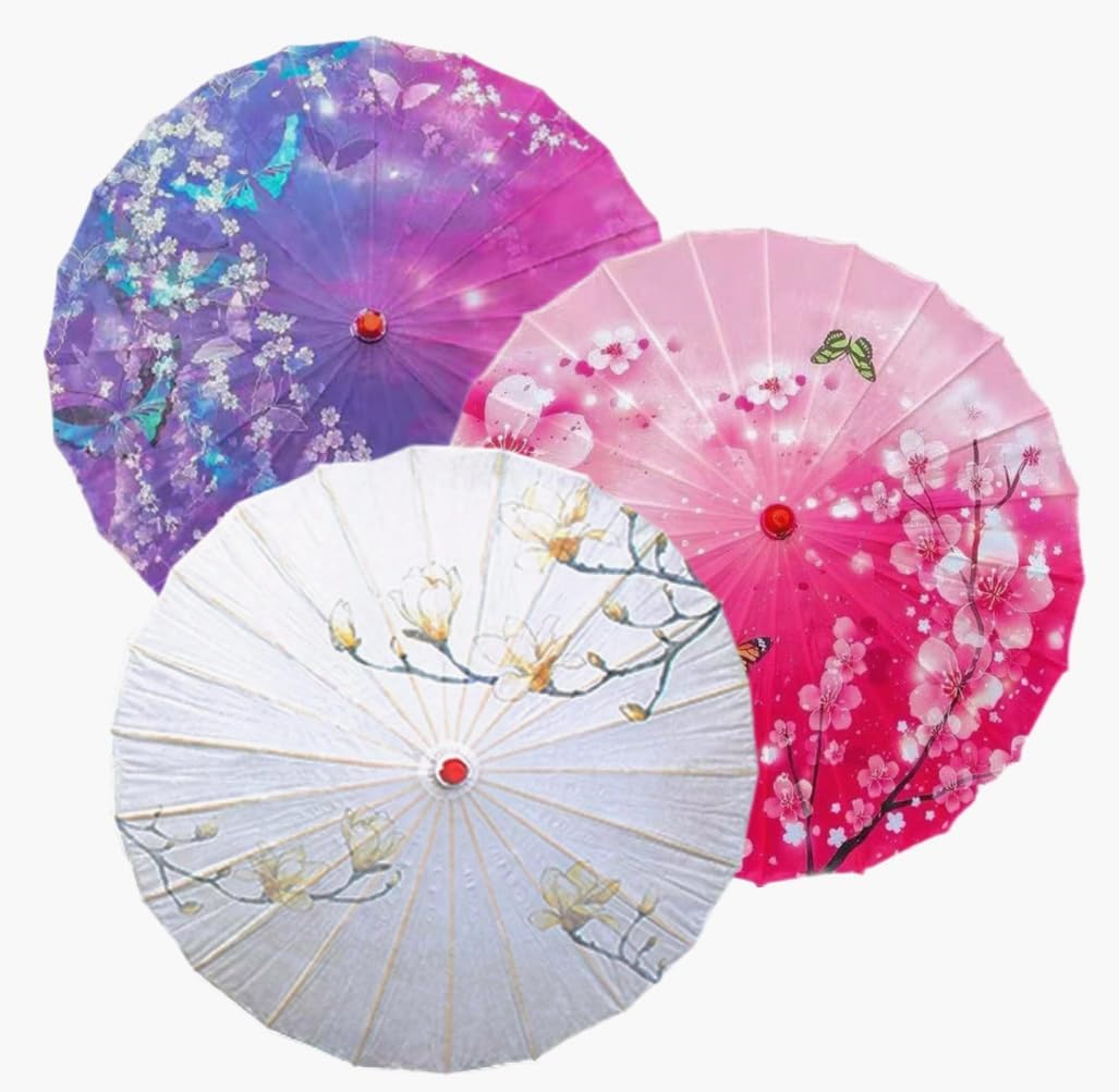 3 Pcs 28'' Chinese Umbrellas for Women, Improve Parasol Umbrellas for Chinese Party Decorations, Parasol Umbrella for Costumes