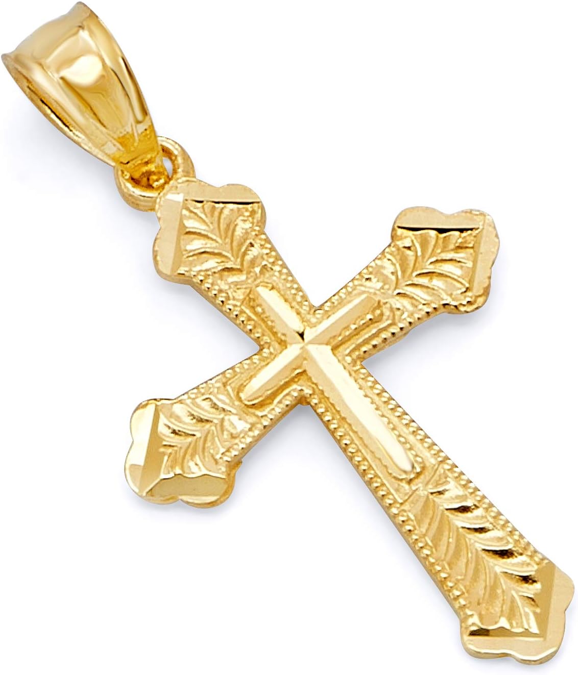 14k REAL Yellow Gold Religious Cross Charm Pendant