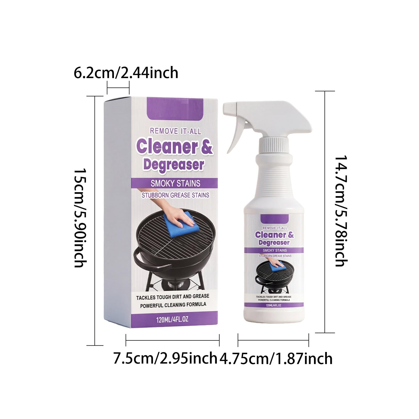Schnell wirkendes Heavy-duty Grill Degreaser Spray, Herd-Ofen-Entfetter, Ofenreiniger Heavy Duty, Grillreiniger Outdoor-Grills, Öfen Herd Heißluftfritteuse Outdoor-Grills leistungsstark 120ml (5pcs)