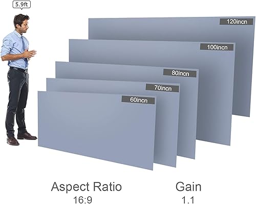Miniatura 4 de Pantalla de proyector portátil de 60 pulgadas HD 169 sin marco, pantalla de proyección de video plegable montada en la pared para películas de