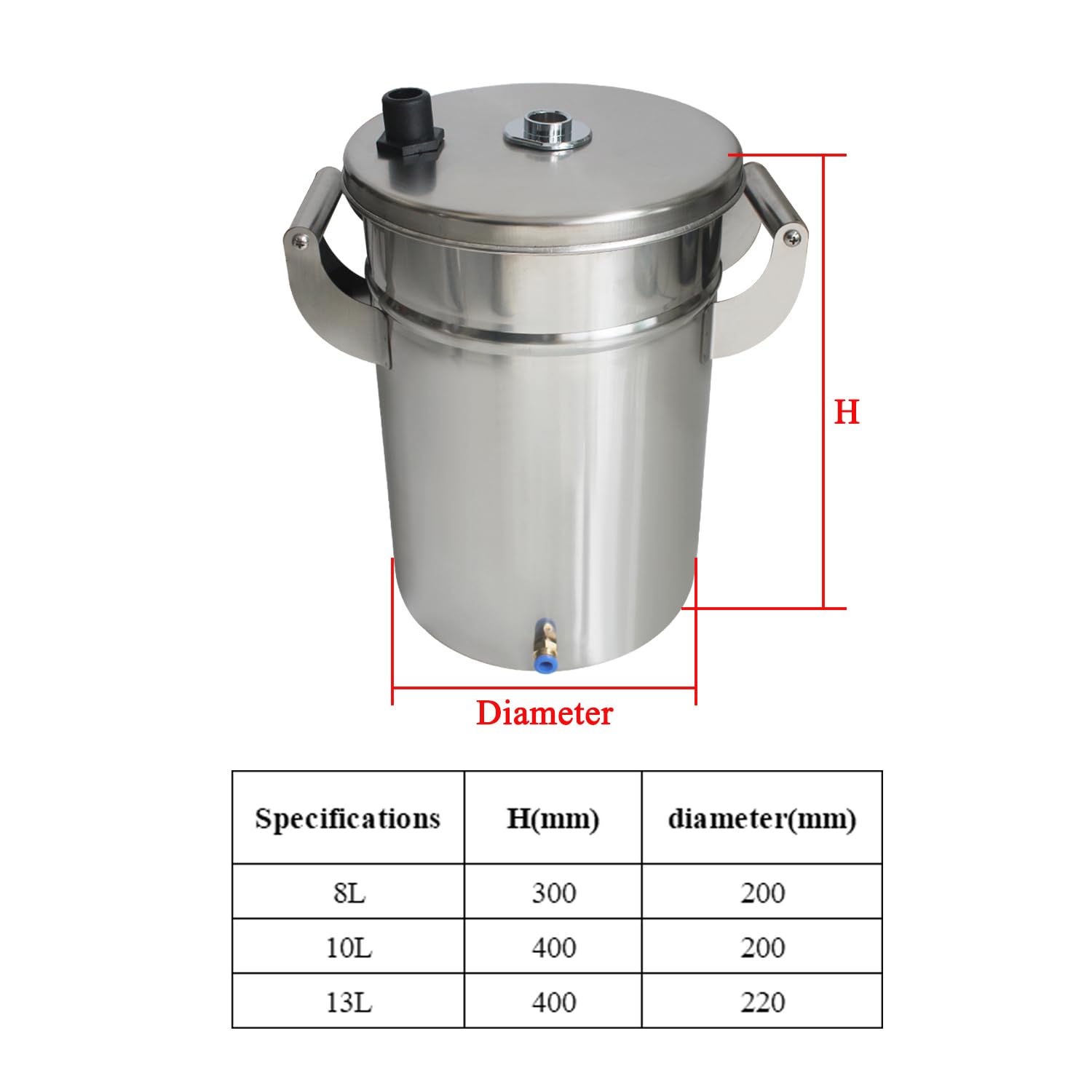 Depósito para Pistola de Pintura en Polvo electrostática contenedor tolva para Equipo pulverizador Industrial INOX para Pintar Cabina máquina pulverización electrostática Recubrimiento (200x300mm, 1)