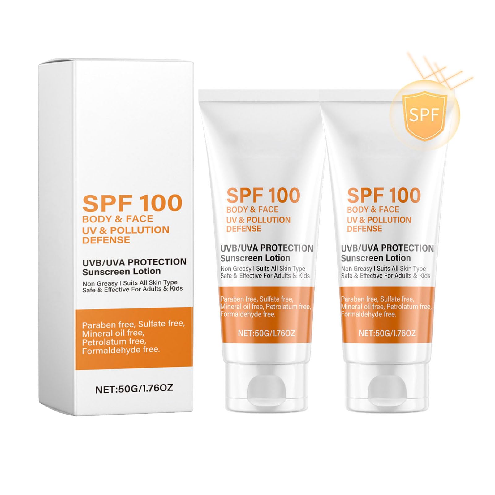 Altherona 2 Stück Sonnencreme Gesicht SPF100, Sunscreen für Gesicht & Körper, Anti-Aging Sonnenschutz Gesicht, Sonnenschutz Lotion, Sunscreen LSF 100 mit UVA/UVB-Schutz, Sonnencreme nicht fettend