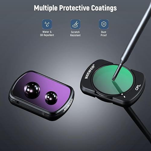 Miniatura 55 de NEEWER Juego de filtros magnéticos ND CPL UV compatibles con DJI OSMO Pocket 3 Creator Combo Accesorios, Cámara de Acción 6 Pack UV ND16 ND32 ND64