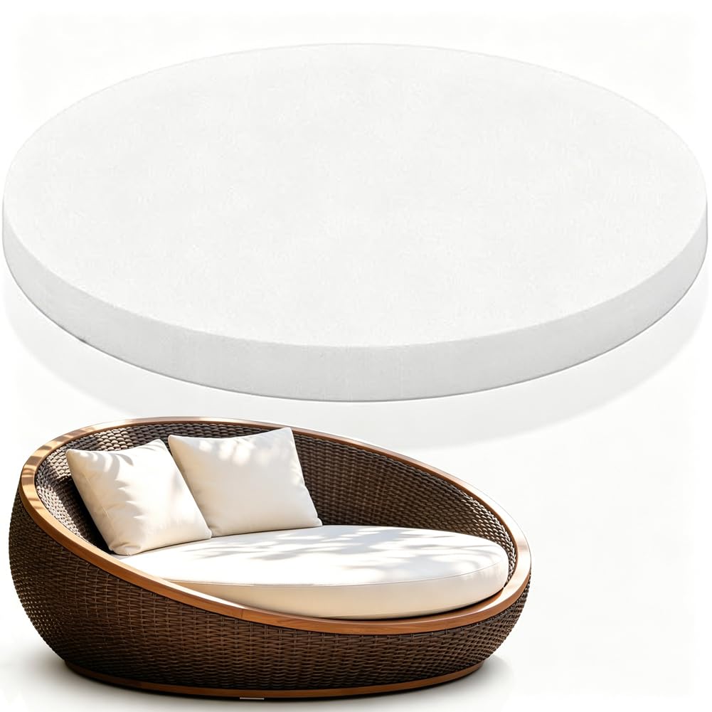 HEANCRIE 3CM Height 168cm Diameter Round High Density Foam Cushion Insert,Firm Upholstery Cushion Large Round Mattress Topper for Outdoor Daybed Sunbed
