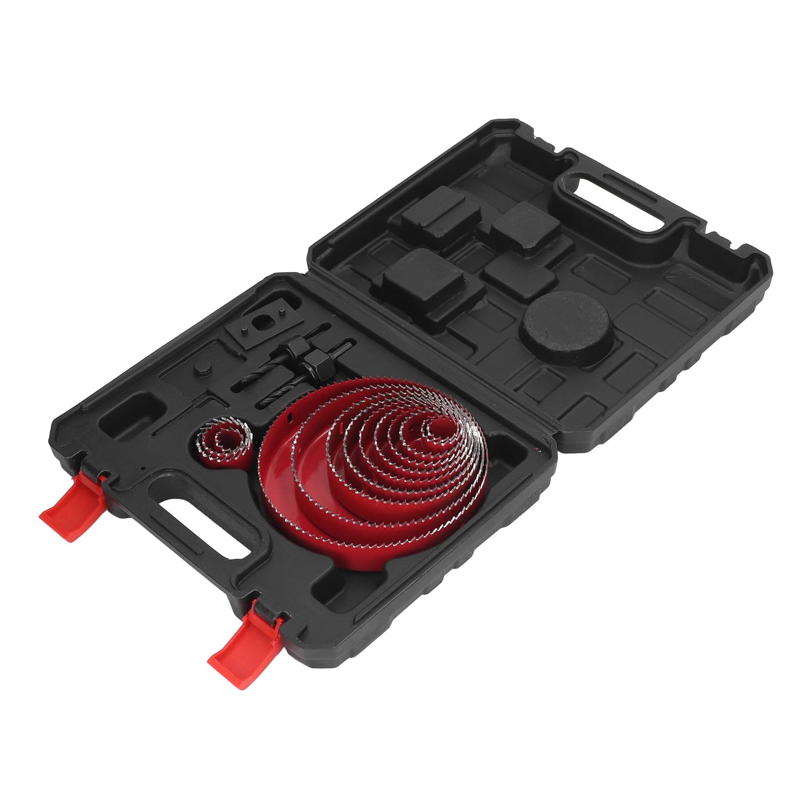 Kit de 17 brocas de corona bimetálicas, juego de brocas para carpintería de alta resistencia con estuche de transporte para metal, madera y plástico. Juego de brocas de cor