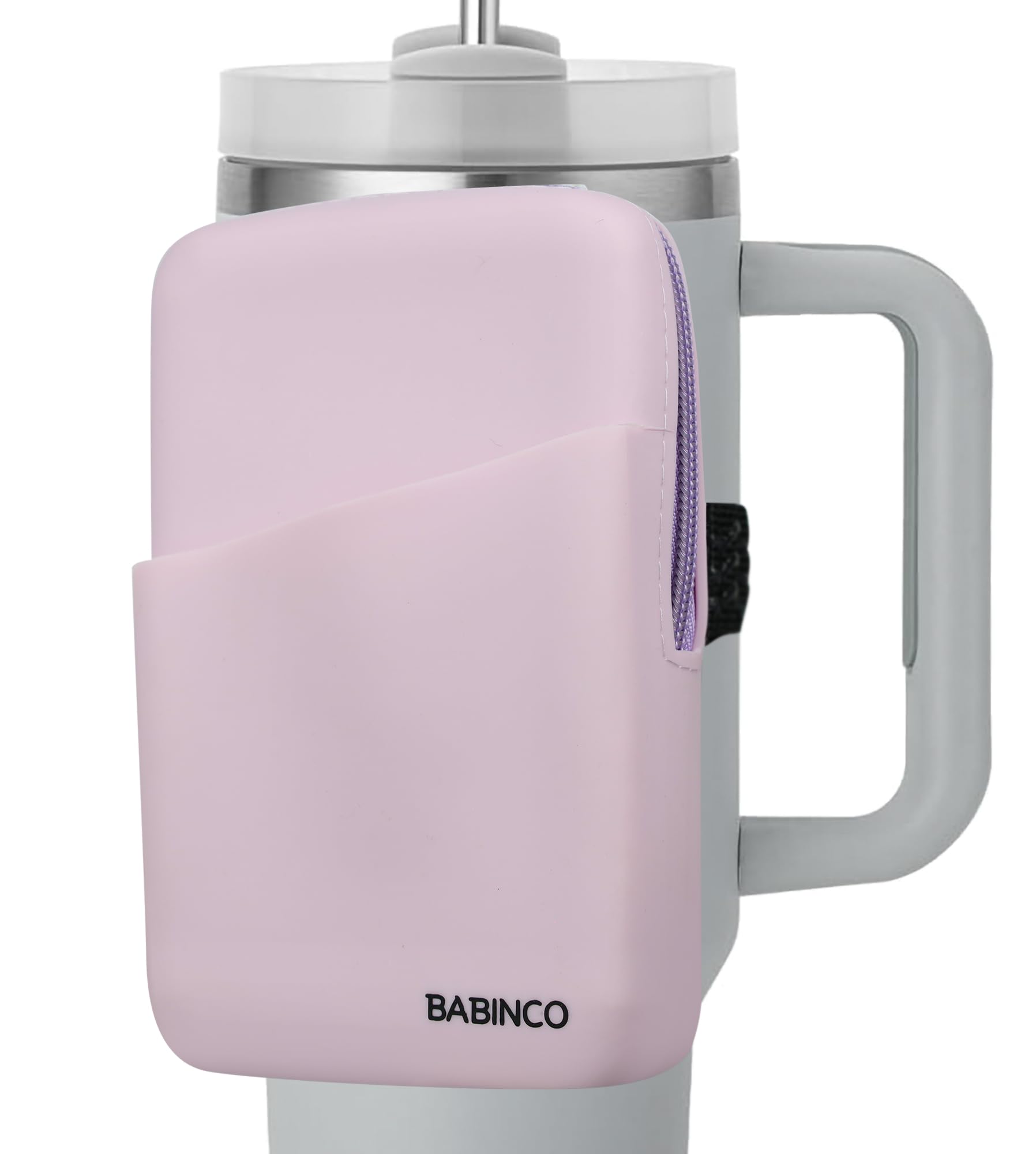 BABINCO Silicone Water Bottle Pouch - Water Resistant Drinking Tumbler Pouch with Zipper Compartment, Adjustable Hook-and-Loop Anti Slip Elastic Strap, Outer Storage Pocket - Fits Up to 40 oz Jugs