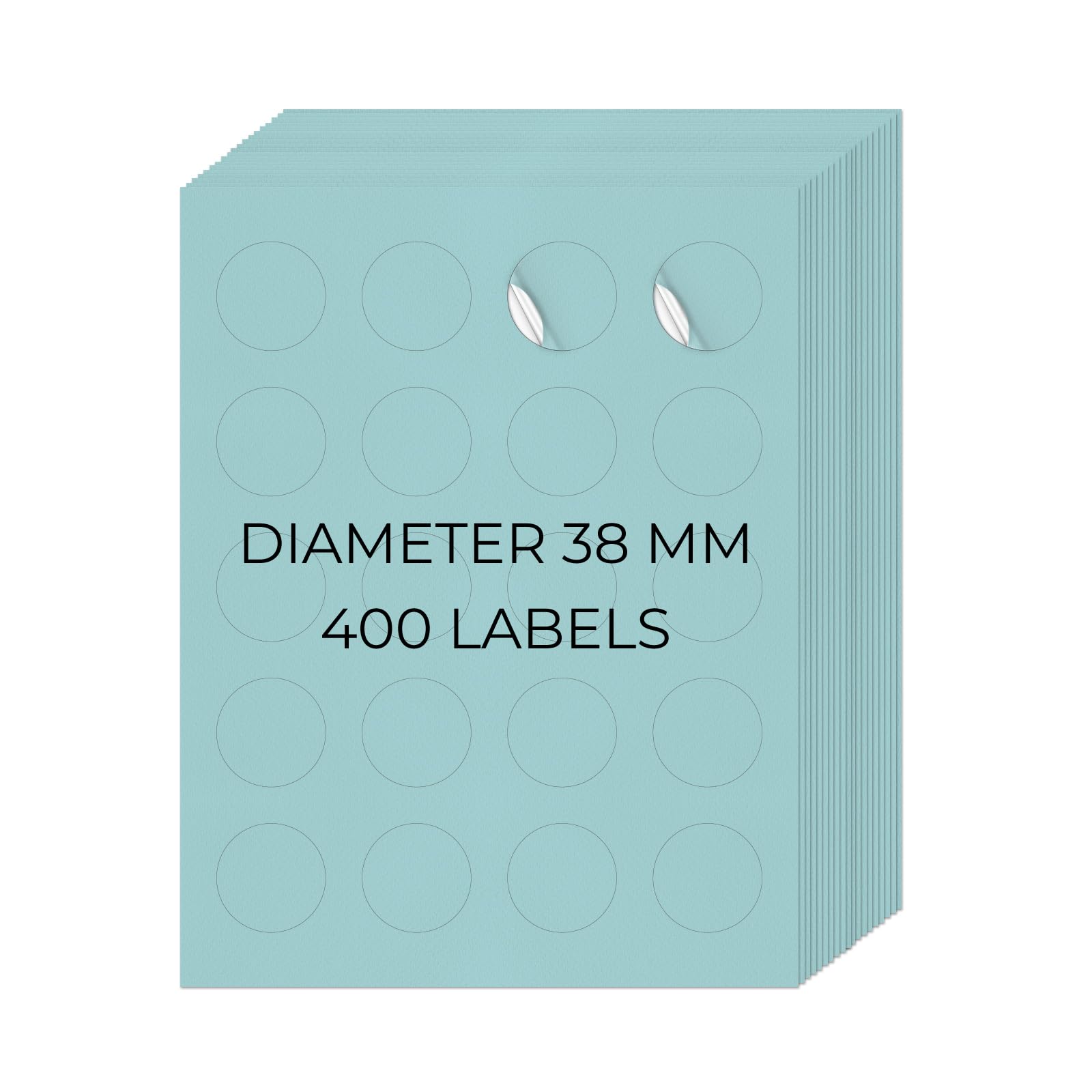 YIKIADA Blue Printable Round Labels 38 MM Self-Adhesive Vinyl Address Stickers Removable 20 Per Sheet Mailing Circle Decals for Shipping Inkjet Laser Printer 20 Sheets
