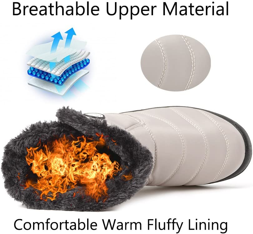 Eagsouni Snow Boots Womens Winter Ankle Boots Ladies Warm Fur Lined Booties Thickening Shoes Zip Flat Sneakers Outdoor Booties4