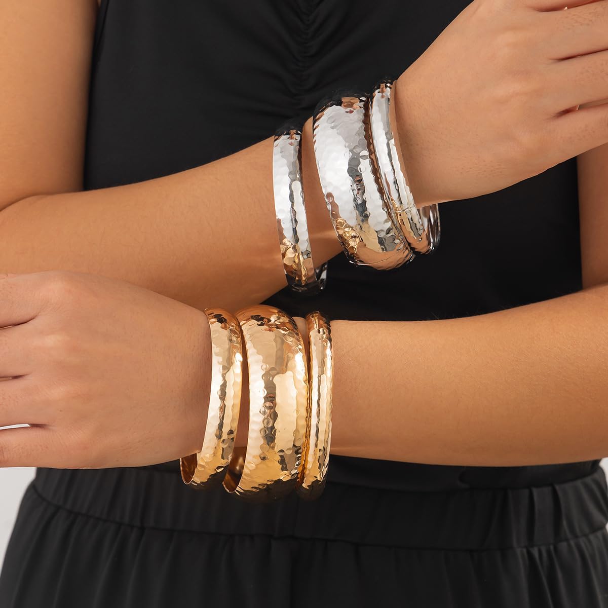 Chunky Gold Bangle Bracelets for Women Trendy Wide Wrist Cuff Bracelets Gold Stackable Bracelet Statement Bangle Fashion Jewelry for Women - Image 4