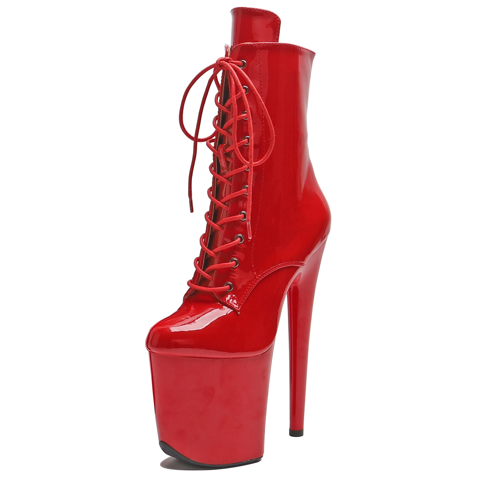 WUXIN H&P 8 Inch Pole Dance Boot Shoes, Exotic Stiletto Platform Heels: 13 Red