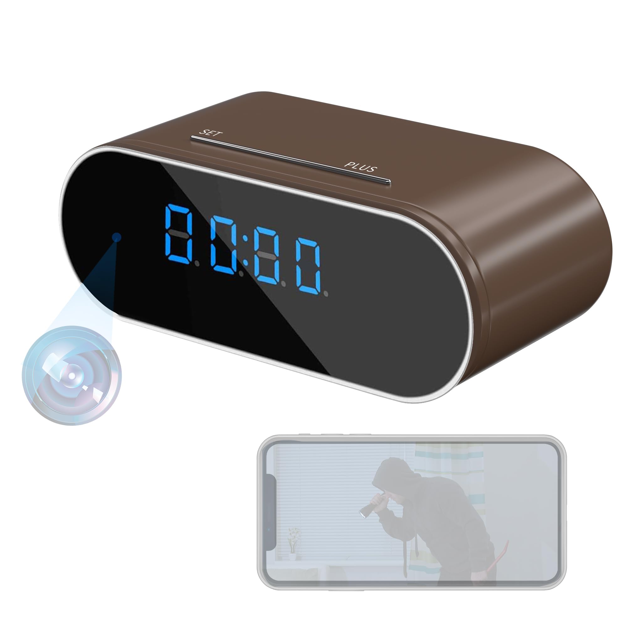 Camera Espion sans Fil WiFi 1080P caméra de surveillance - Pale Brown