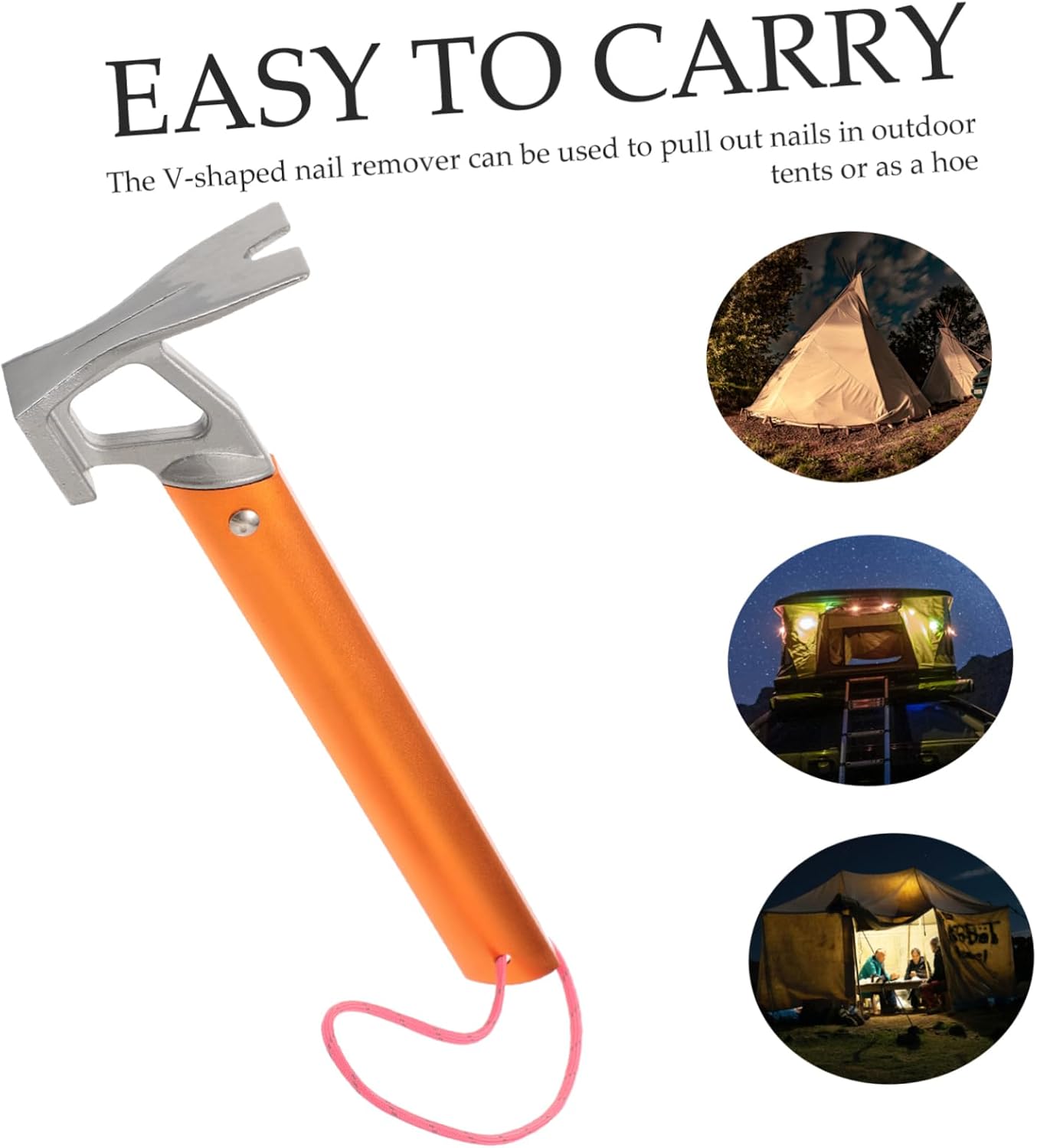 Stainless Steel Tent Hammer with Anti-skid Handle Multi-functional Nail Extractor for Camping Outdoor Use Durable Shock-absorbing Design for Easy Nail Removal