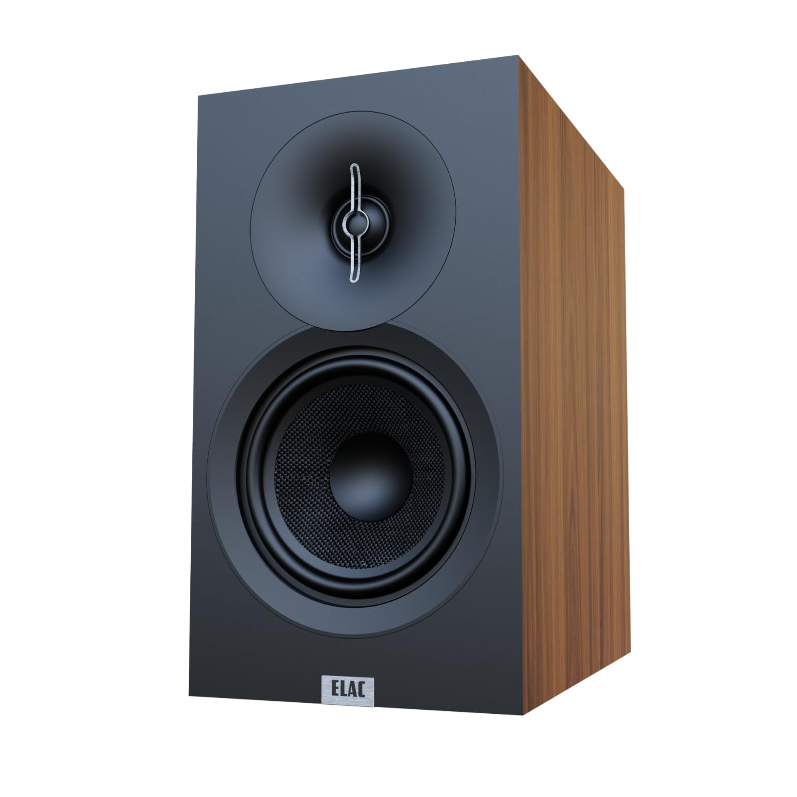 ELACDebut DB53-WN Bookshelf Speakers, Walnut (Pair) 1” Aluminum Dome  Tweeter Aramid Fiber Woofer 2-Way Bass Reflex 48Hz to 38KHz