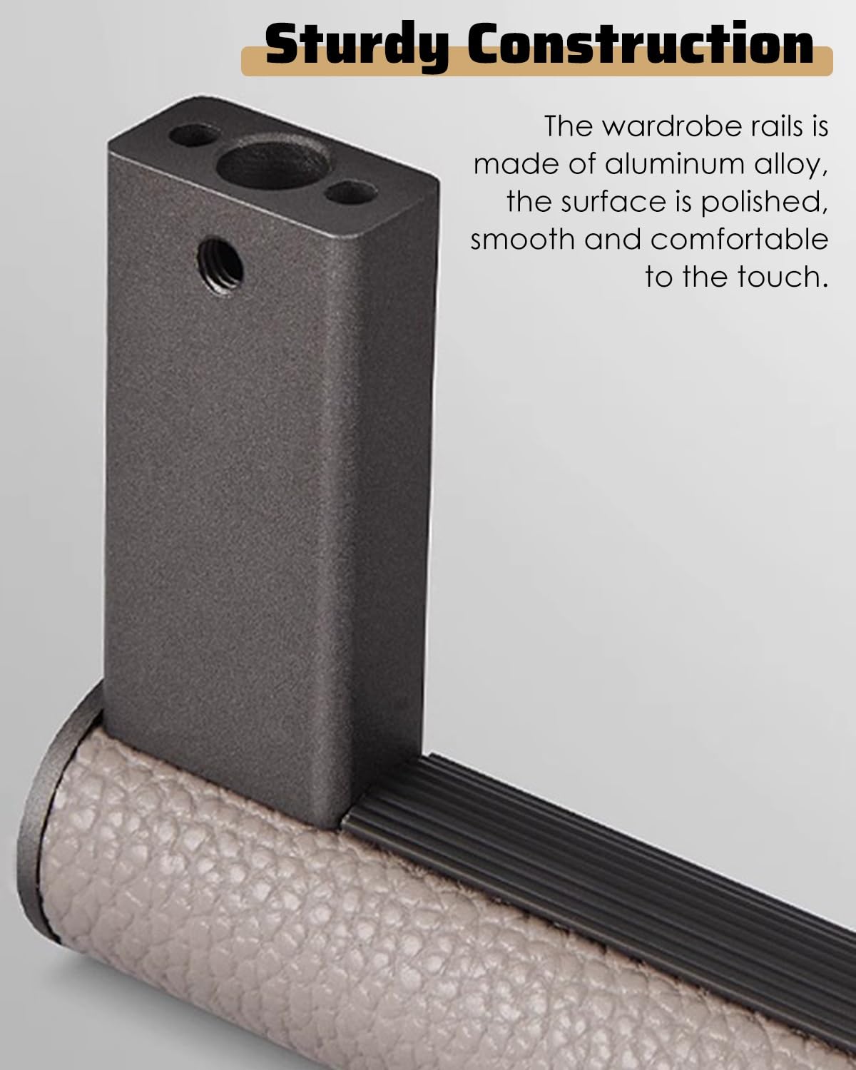 Asta per Armadio in Pelle montata sulla Parte Superiore - Barra Organizer Antiscivolo per Vestiti, Stanza Hobby, casa e Ufficio (53,5 pollici/136 cm) - Accessorio per Armadio Resistente ed e