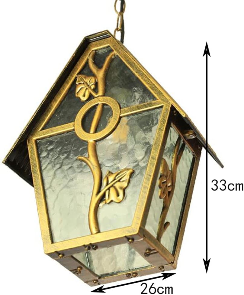 Vintage Outdoor Ceiling Pendant Lights, IP54 Waterproof Hanging Lantern Light, Retro Pendant Lamp Shade, Glass Aluminum Adjustable Droplight Lantern Lights for Patio Porch Balcony
