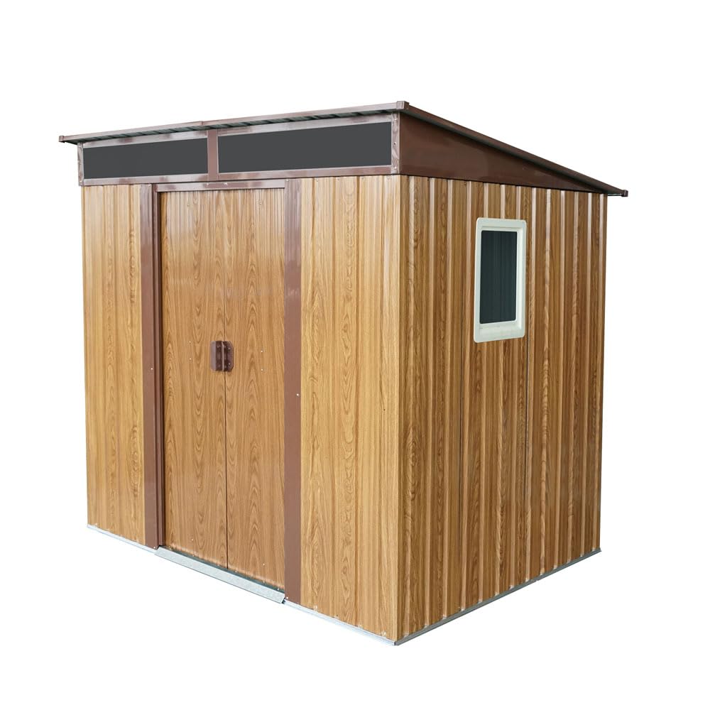 Amazon | 物置 屋外 大型 木目調 スチール 幅195×奥行151×高180cm 収納