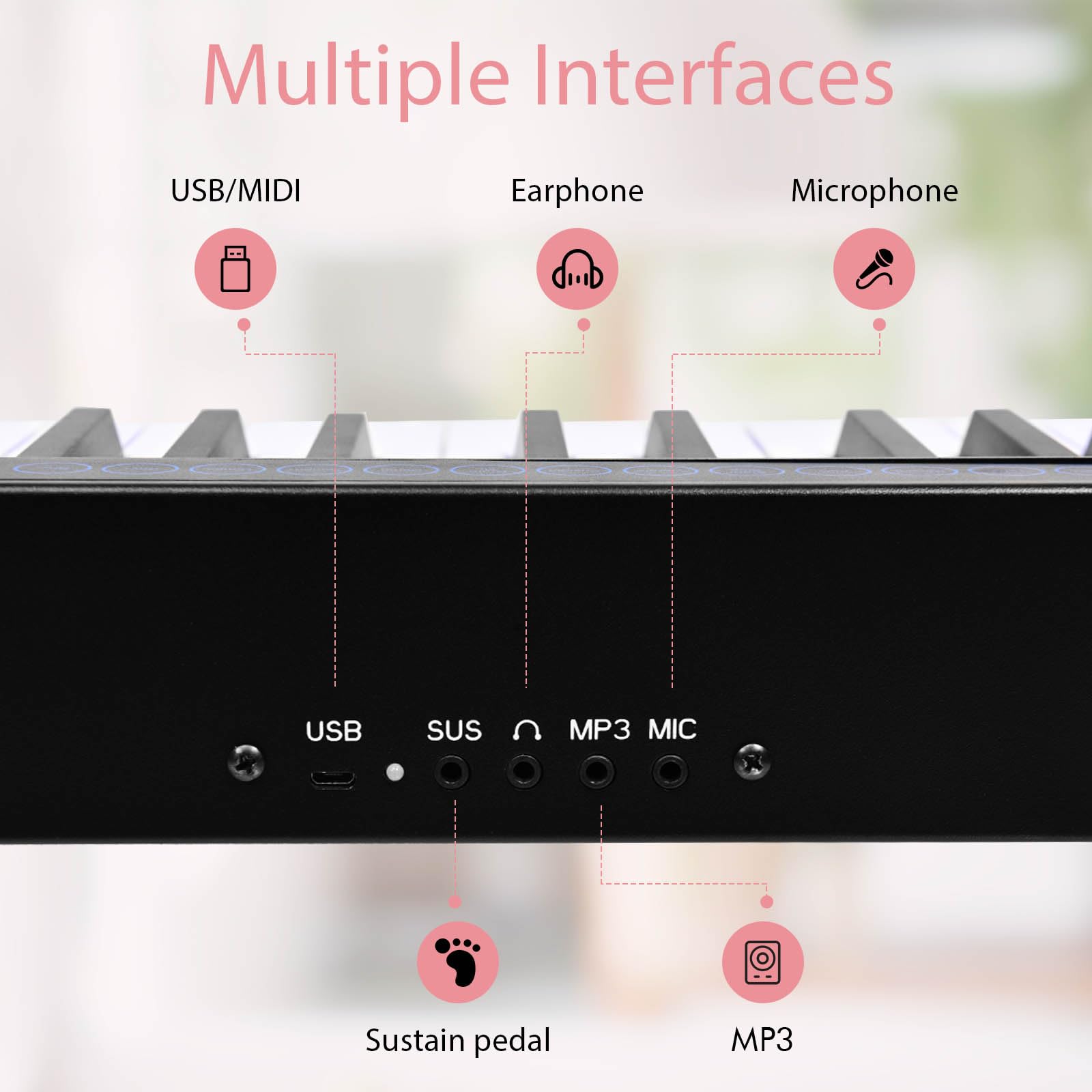 KOMFOTTEU Pianoforte Digitale 88 Tasti Multifunzionale con Funzione Bluetooth e USB, Regolazione Dinamica, Tastiera Elettronica Semi-Pesato, Nero
