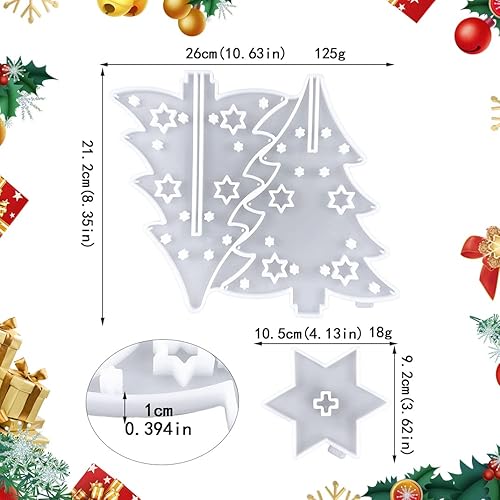 Miniatura 4 de DIYBravo Molde de resina de Navidad 3D para árbol de Navidad, molde de resina de silicona, empalme de árbol de Navidad, resina epoxi UV, molde de