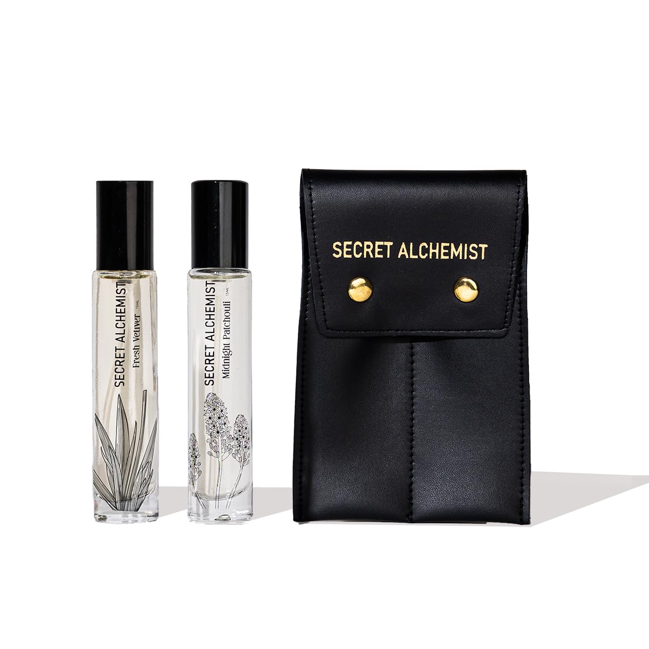 Secret Alchemist Signature Line Perfume Set | 15ml Mini Perfumes for Him & Her | Saffron Dusk, Royal Tuberose, Fresh Vetiver & Midnight Patchouli | Long-Lasting Luxury Fragrance Gift Set (For Him)-image-23