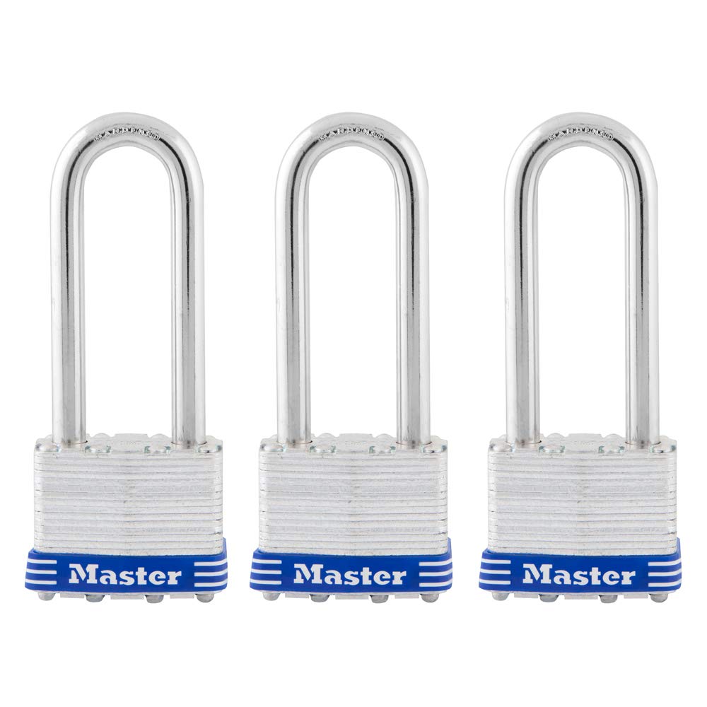 Master Lock1TRILJ Outdoor Padlock with Key, 3 Pack Keyed-Alike