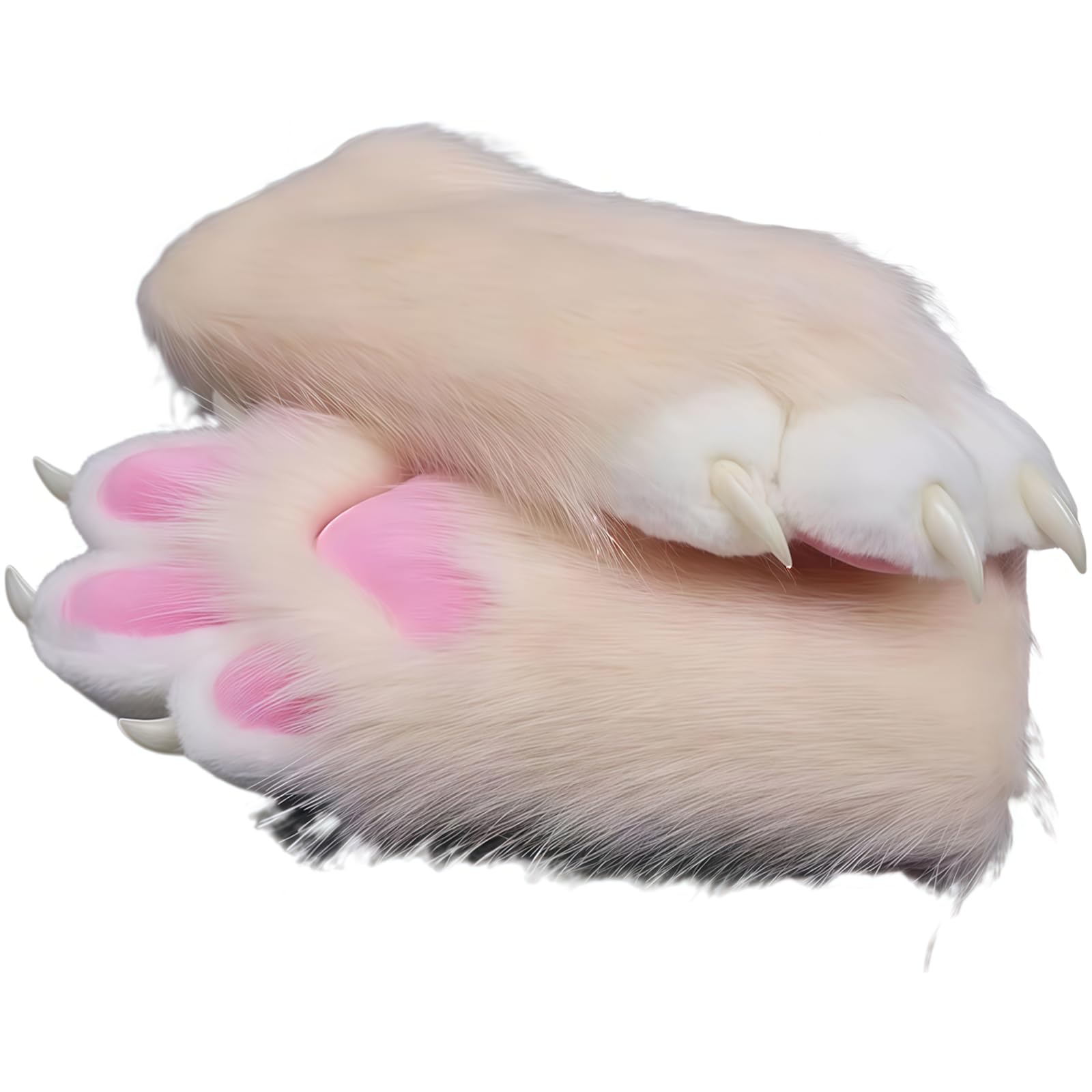 Fursuit paws gloves Multiple colors to choose from Furry claws Cosplay exhibition costumes Cat paw glove (Beige, One Size) โ image 1