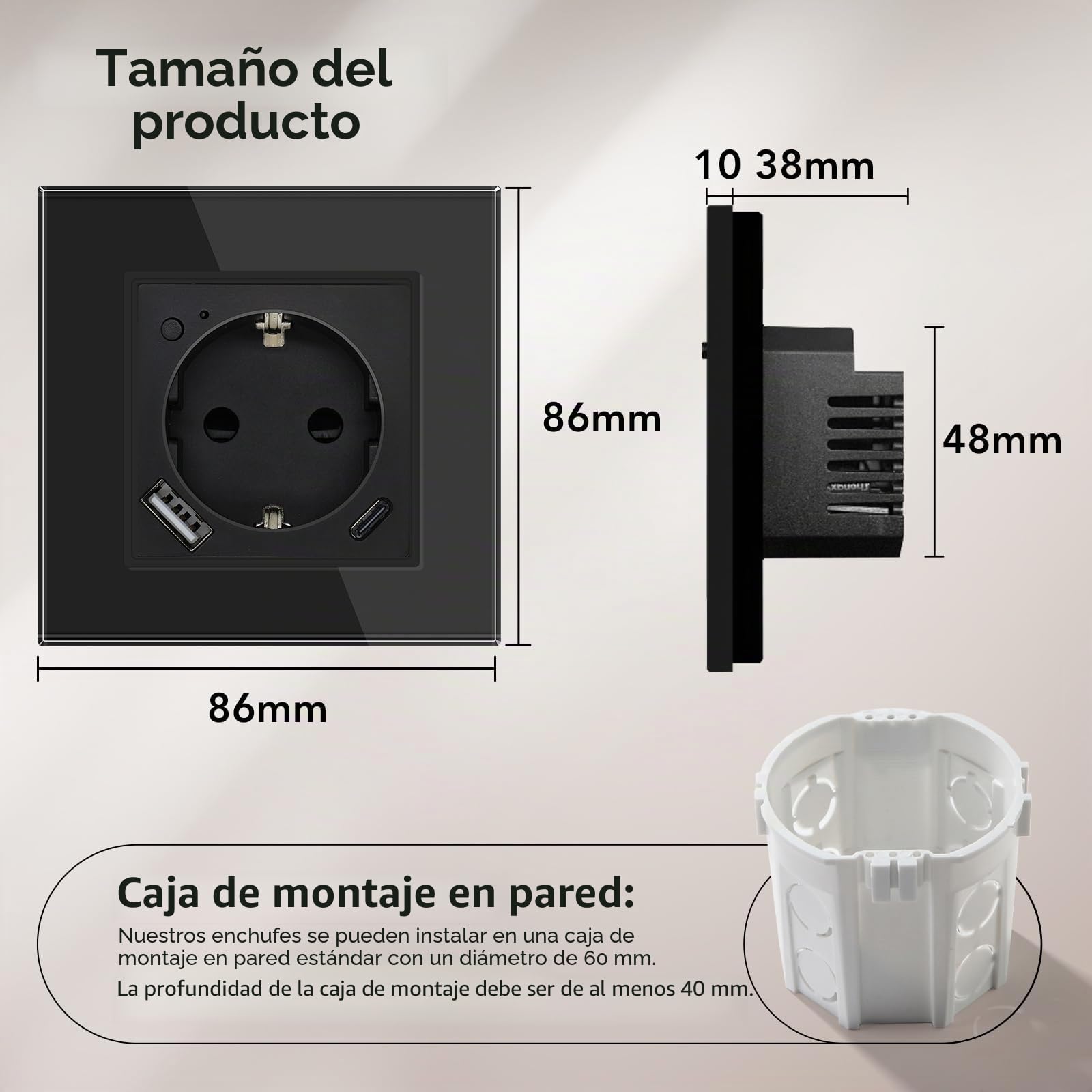 BSEED Enchufe ZigBee con Cargador Rápido USB C 20W con Medición de Corriente,Schuko WLAN Empotrada para Alexa/Google Home, Enchufe Inteligente 16A,1 Gang Negro(Requisito del Gateway Hub)
