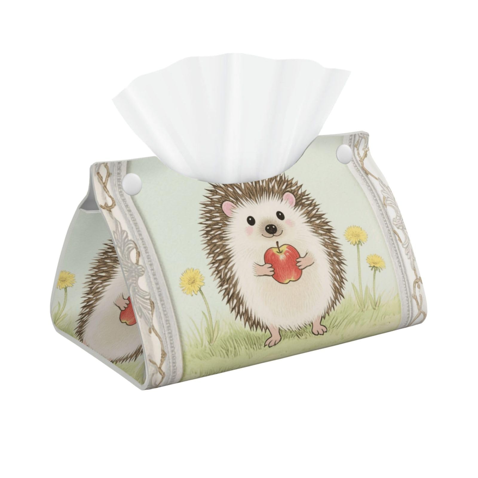 Pu Leather Tissue Box Cover, Cute Hedgehog Rectangle Tissue Case Covers Decorative Tissue Box Holder Waterproof Tissue Holder Organizer for Bathroom Home Office