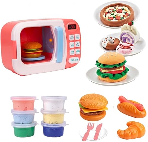 Miniatura 2 de Juego de cocina con sonido ligero, horno electrónico con comida de juego y 6 colores para niños a partir de 3 años (rosa)