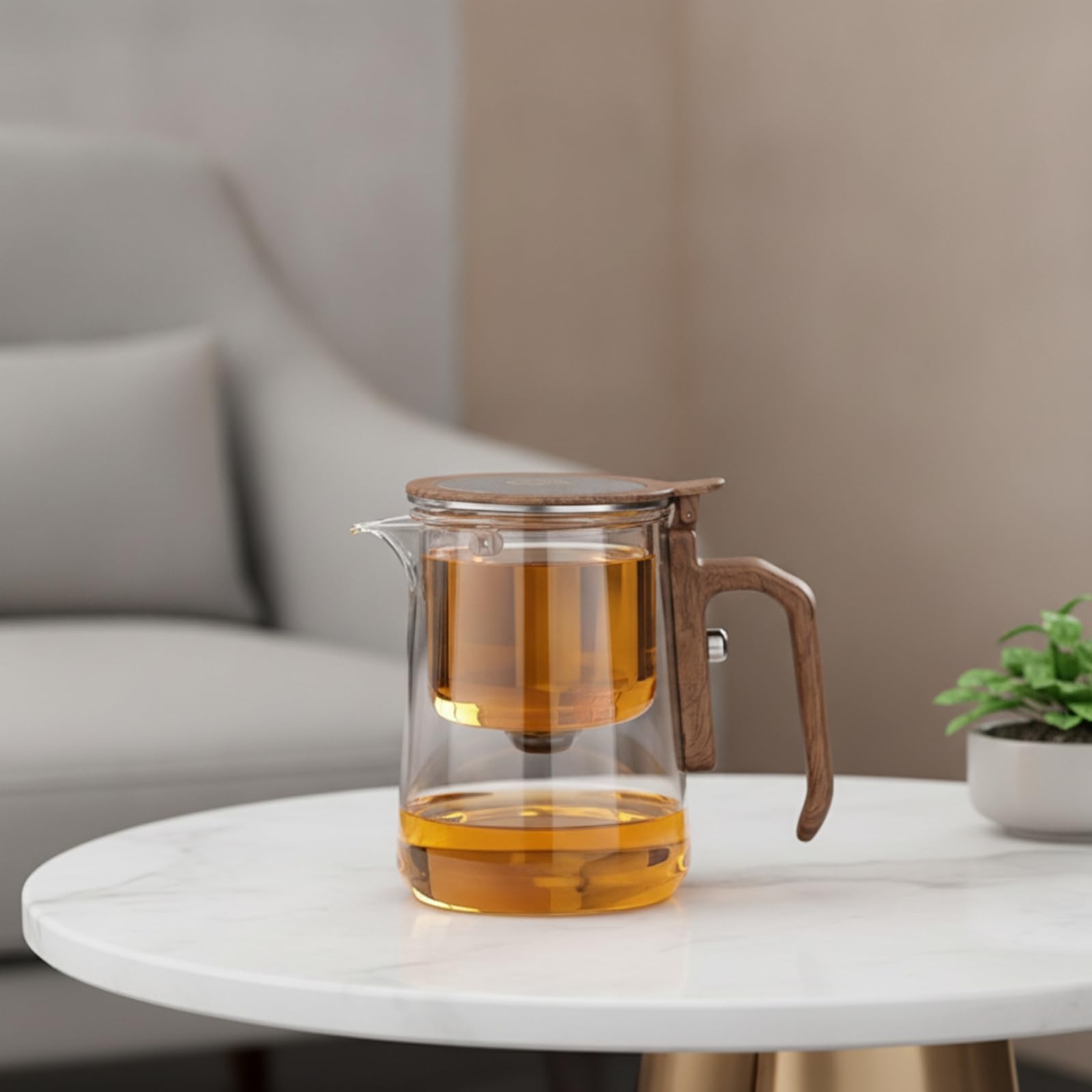 Sharplace Teekanne Teekessel Teebereiter Teeglas aus Klarem Borosilikatglas mit Abnehmbarem Einsatz für Kontrolliertes Ziehen Und Elegante für Zuhause Büro, Array, Silber, 600 Ml