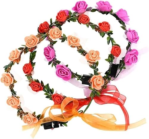 White Vintage LED Flower Crown, Glow Flower Wreath Headbands Luminous Led Bridal Headpiece Wedding Headdress Hair Hoop Party Favors Hair Accessories - Image 2