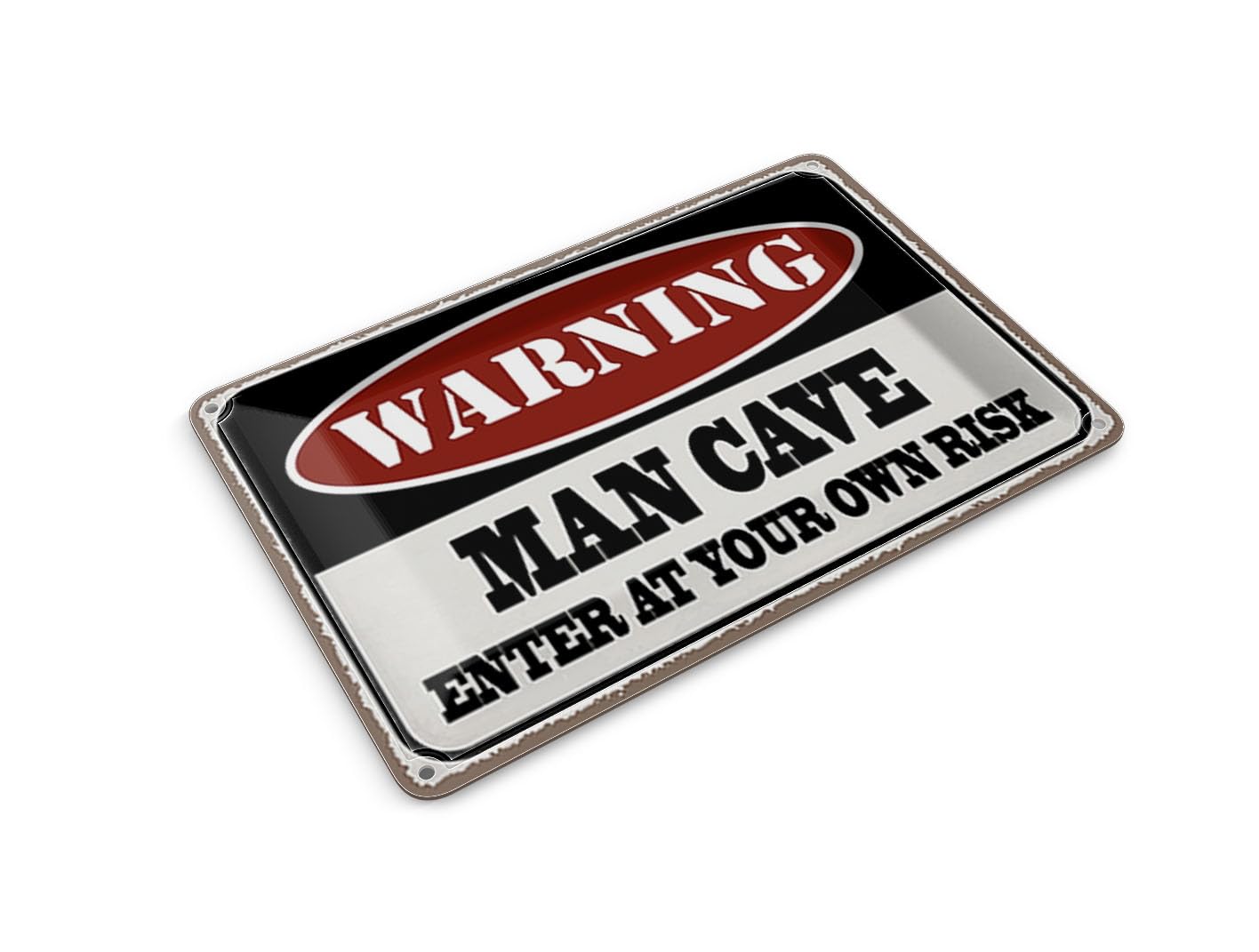 Femer Tin Postcard with Saying 14 x 10 cm Warning Man Cave Enter at Your Sign
