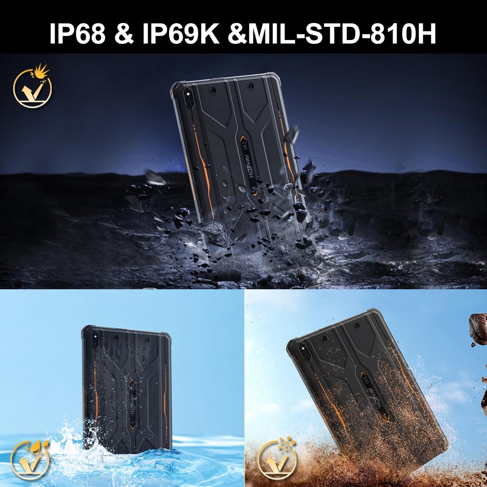 HOTWAV R10 Pro Rugged Tablet 10.1 Pollici, 20GB+256GB+1TB Octa-core, 10800mAh Rugged Smartphone, IP68/IP69K Tablet Impermeabile, 13MP+5MP, Dual SIM, 4G LTE, 5G WIFI,OTG,GPS,Face ID