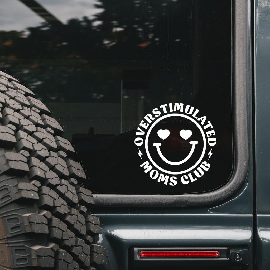 Overstimulated Moms Club Car Decal Sticker - Mama Decal - Moms Club Sticker - Unique and Eye-Catching - Durable & Waterproof - Outdoor and Indoor Use - Adds A Personal Touch to Your Ride