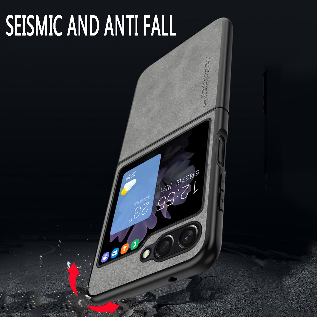 CIRONI Custodia in Pelle per Samsung Galaxy Z Flip 5, Cover Ultra Sottile Resistente, Protezione per Obiettivo Fotocamera, Custodia per Telefono AntiGraffio e Antiurto,Nero