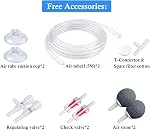 HITOP Pompe à air pour aquarium à double sortie, aérateur de réservoir de poissons Whisper réglable, pompe à oxygène silencieuse avec accessoires pour 20 à 100 gallons (2 sorties)